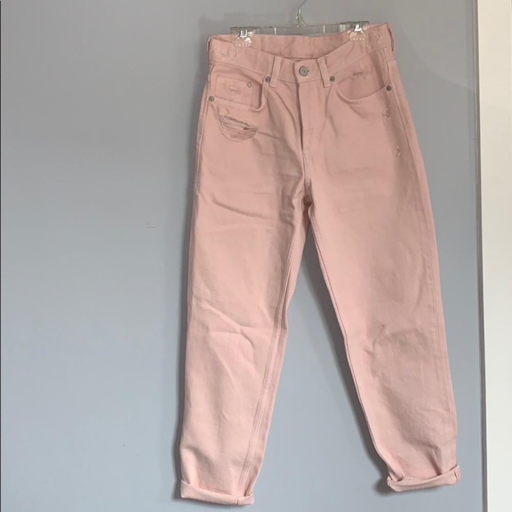 H&M pink jeans size 24 boyfriend low waist